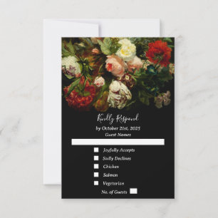 Tarjeta De Confirmación De Asistencia Boda floral elegante y romántico oscuro