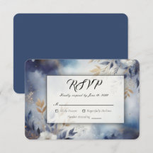 Boda floral en azul marino y dorado