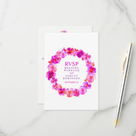 Tarjeta De Confirmación De Asistencia Boda floral flor pansy rosa