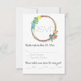 Tarjeta De Confirmación De Asistencia Boda floral geométrico del arcoiris moderno