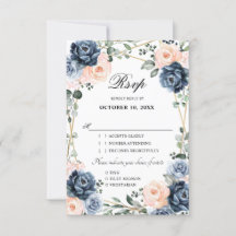 Boda floral geométrico Rubor Dusty Blue Peach RS