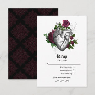Tarjeta De Confirmación De Asistencia Boda Floral Gótica de Borgoña