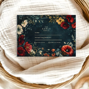 Tarjeta De Confirmación De Asistencia Boda floral gótica de Victoria