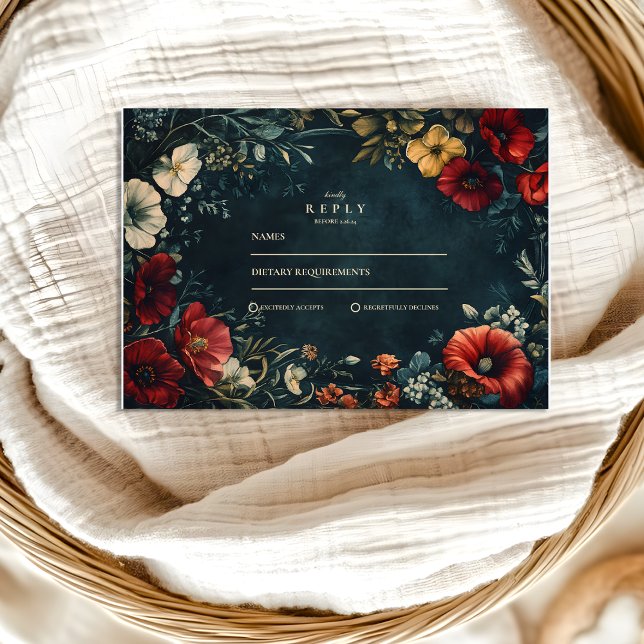 Tarjeta De Confirmación De Asistencia Boda floral gótica de Victoria (Subido por el creador)