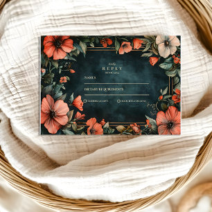 Tarjeta De Confirmación De Asistencia Boda floral gótica romántica