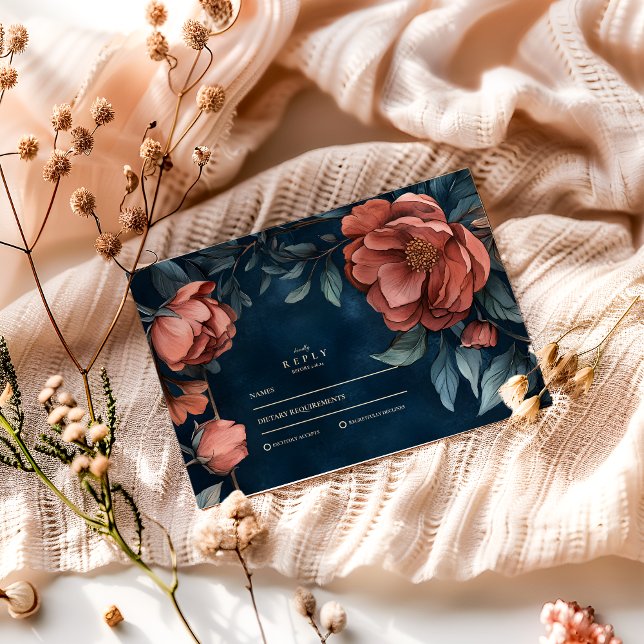 Tarjeta De Confirmación De Asistencia Boda floral gótico Moody (Subido por el creador)