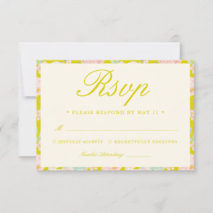 Tarjeta De Confirmación De Asistencia Boda Floral Marfil Vintage Citrus Isla Moderna