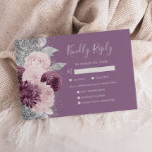 Boda Floral Mauve Rubor Plateado Elección de Comid