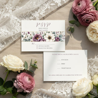 Tarjeta De Confirmación De Asistencia Boda floral Mauve & Sage