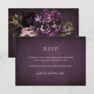 Tarjeta De Confirmación De Asistencia Boda floral maximalista morada elegante