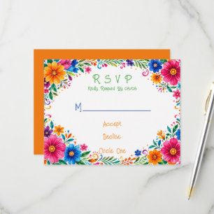 Tarjeta De Confirmación De Asistencia Boda Floral Mexicana Colorida
