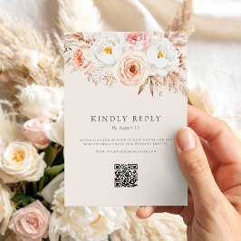 Tarjeta De Confirmación De Asistencia Boda floral minimalista Boho Fall