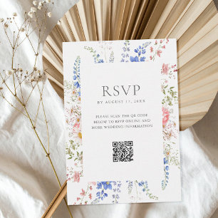 Tarjeta De Confirmación De Asistencia Boda floral Minimalista Boho Wildflower