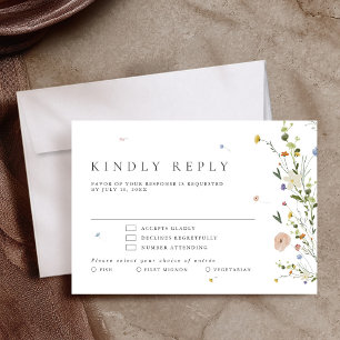 Tarjeta De Confirmación De Asistencia Boda floral Minimalista del Jardín de flores silve
