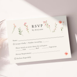 Tarjeta De Confirmación De Asistencia Boda floral minimo Beige Boho