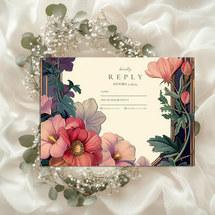 Tarjeta De Confirmación De Asistencia Boda floral modernista barroco