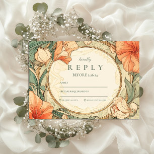 Tarjeta De Confirmación De Asistencia Boda floral naranja quemada