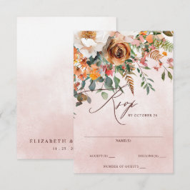 Tarjeta De Confirmación De Asistencia Boda Floral Naranja Rústica de Otoño