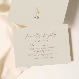 Tarjeta De Confirmación De Asistencia Boda floral neutral