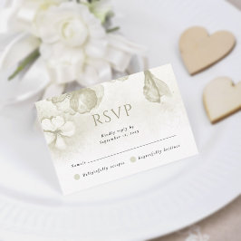 Tarjeta De Confirmación De Asistencia Boda floral Olive Green Moderne Watercolor