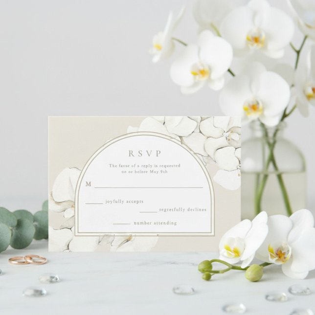 Tarjeta De Confirmación De Asistencia Boda Floral Orquídea Blanca (White Orchid Floral Wedding RSVP Card)