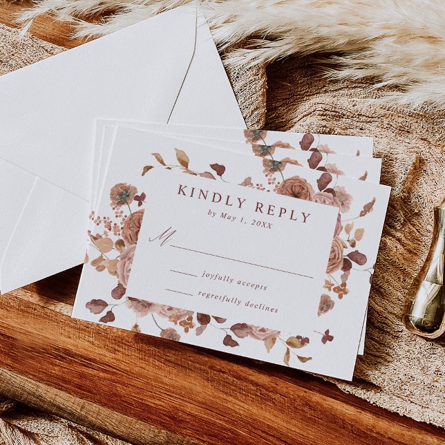 Tarjeta De Confirmación De Asistencia Boda floral otoñal romántico (Subido por el creador)