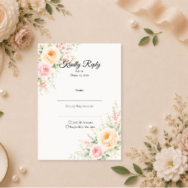 Tarjeta De Confirmación De Asistencia Boda floral pastel romántica