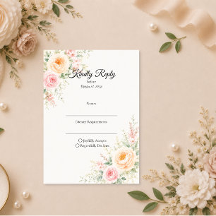 Tarjeta De Confirmación De Asistencia Boda floral pastel romántica
