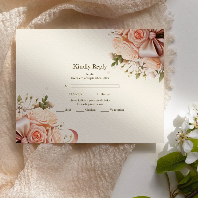Tarjeta De Confirmación De Asistencia Boda floral Pastel Soft Rubor Peach (Subido por el creador)