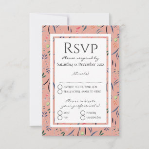 Tarjeta De Confirmación De Asistencia BODA floral personalizado CORAL PINK