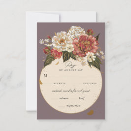 Tarjeta De Confirmación De Asistencia Boda floral pintado romántico Faux Gold