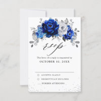 Boda floral plateado metálico azul real