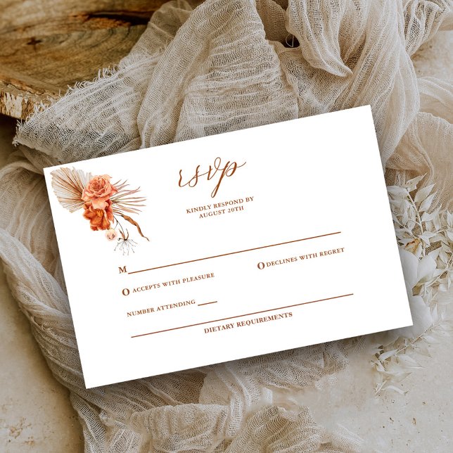 Tarjeta De Confirmación De Asistencia Boda floral rábano-Naranja bohemio (Subido por el creador)