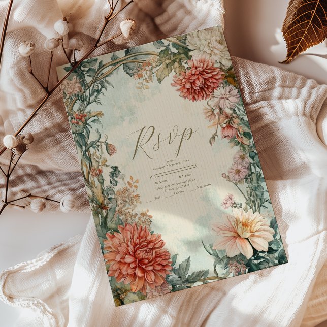 Tarjeta De Confirmación De Asistencia Boda floral real de estilo victoriano (Subido por el creador)