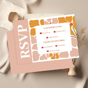 Tarjeta De Confirmación De Asistencia Boda floral retro boho chic