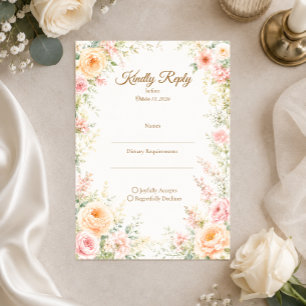 Tarjeta De Confirmación De Asistencia Boda floral romántica