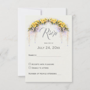 Tarjeta De Confirmación De Asistencia Boda floral romántica de color amarillo canario co