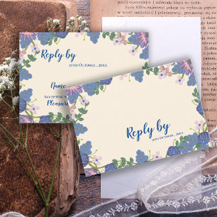 Tarjeta De Confirmación De Asistencia Boda floral romántico morado y azul Bonito