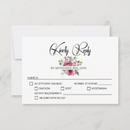 Tarjeta De Confirmación De Asistencia Boda Floral Rosa