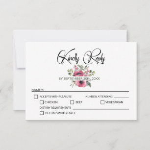 Tarjeta De Confirmación De Asistencia Boda Floral Rosa