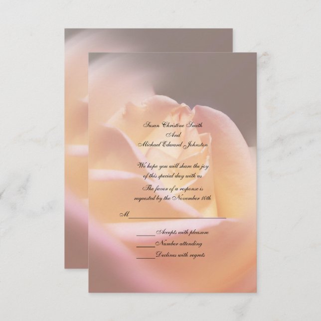 Tarjeta De Confirmación De Asistencia Boda floral rosa amarillo suave (Anverso / Reverso)