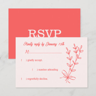 Tarjeta De Confirmación De Asistencia Boda floral rosa de coral romántico elegante