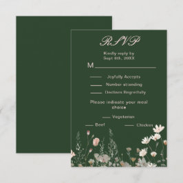 Tarjeta De Confirmación De Asistencia Boda floral rosa de primavera de flor silvestre