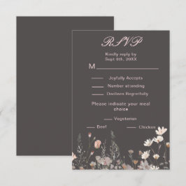 Tarjeta De Confirmación De Asistencia Boda floral rosa de primavera de flor silvestre