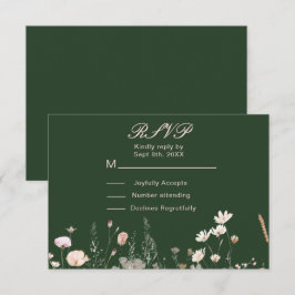 Tarjeta De Confirmación De Asistencia Boda floral rosa de primavera de flor silvestre