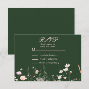 Tarjeta De Confirmación De Asistencia Boda floral rosa de primavera de flor silvestre