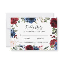 Boda floral rosa de Rubor azul marino y borgoña