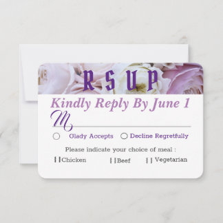 Tarjeta De Confirmación De Asistencia Boda Floral Rosa Lila Lavanda