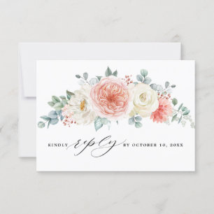 Tarjeta De Confirmación De Asistencia Boda Floral Rosa Peach Pastel
