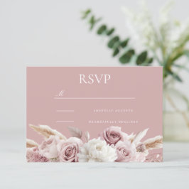 Tarjeta De Confirmación De Asistencia Boda Floral Rosa rosa y rosa turbio de Rubor